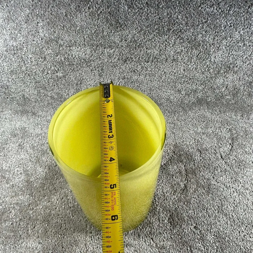 Cylinder Vase Chartreuse Frosted Satin Glass Modern Home Decor 8.5in